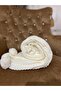 Begonya 4 Pompom Knitwear Braided Tv Blanket Yellow Bone 130X170 - 4