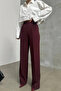 Women's Burgundy Pleated Palazzo Trousers