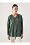 Green Hooded Textured Oversize Krinkle Women's Tunic