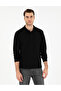 Black Slim Fit Non-Curling Collar Sweatshirt 50307408-Vr046