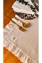 100% Cotton Raw Linen Runner 40X110 cm Scallop Frilled Bohemian Placemat, Dining Table - 4