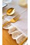 100% Cotton Raw Linen Runner 40X110 cm Scallop Frilled Bohemian Placemat, Dining Table - 6