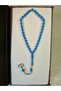 Special Gift for Your Loved One: Amber-Touched Barley-Cut Blue Rosary, H-1021. - 2
