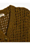 V-Neck Long Sleeve Openwork Knitwear Cardigan - 3