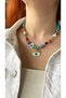 Women's Natural Stone Murano Glass Evil Eye Necklace with Eye Detail - 2
