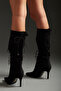 Sultry Lace Detailed Black 8 cm Women's Boots, Heeled Boots - 2