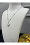 White Pearlescent Heart Necklace with Silver Beaded Ball Chain - 3
