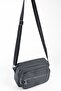 Gray Multi-Compartment Water-Resistant Crinkle Fabric Shoulder and Crossbody Women's Bag - 3