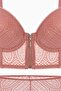 Viola Lace Bustier Bra Panty Set - Without Padding - Fashion - 2508 - Dusty Rose - 4