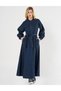 Denim Dress with Flap Pockets Navy Blue