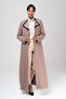 Handkerchief Collar Garni and Belt Detailed Lined Top Coat MINK 6549 - 2
