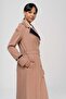 Garnished Epaulet and Double Collar Detailed Lined Top Coat CAMEL 6556 - 5