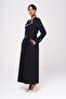 Handkerchief Collar Garni and Belt Detailed Lined Top Coat BLACK 6549 - 4
