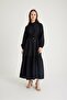 Robe Scallop Detailed Gathered Waist Long Dress BLACK 9494-E