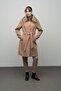 Detachable Collar Fur Plus Size Coat Kamel 3004 - 3