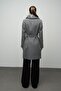 Detachable Collar Fur Coat Plus Size Gray 3004 - 6