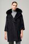 Detachable Fur Trimmed Plush Coat with Pearl Detailing Black 3959-Tk - 3