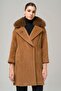 Removable Fur Embellishment and Pearl Detailed Plush Coat Taba 3959-Tk - 3