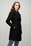 Double-Breasted Waist-Tied Coat Black 3058 - 6