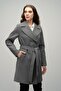 Double-Breasted Waist-Tied Coat Gray 3058 - 4