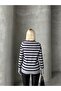 Schwarz gestreifter Strickpullover mit Rundhalsausschnitt GRAU 8236 - 6