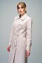 Yakada Zipper Detailed Belt Buckle Leather Trench Coat Stone 6609 - 6