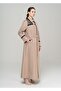 Large Size Lined Long Trench Coat with Shirt Collar Garni and Mesh Detail MINK 4296 - 5