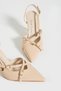 Andel Beige Patent Leather Pointed Toe Belt Detailed Heeled Women's Shoes - 2