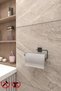 Set of 3: Square Adhesive Black Metal Set Square Towel Holder + Paper Roll Towel Holder + Toilet Paper Holder - 4