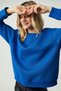 Vaneltina Women's Organic Cotton Soft Fleece Inside Round Neck Parliament Blue Sweatshirt - 4