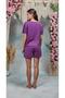 Women's Purple Cotton Shorts T-Shirt Pajamas Set 25Y4073 - 2