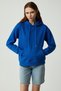 Adel Women's Organic Cotton Soft Fleece Inside Relaxed Kangaroo Pocket Hooded Parliament Blue Swe - 3