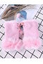Pink Color Plush Detailed Cut Out Gloves - 4