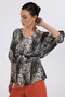 Floral Patterned Blouse with Ornamental Waist Belt - 2