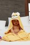 Pupy Bear Cotton Hooded Girl-Boy Newborn Baby Swaddle Towel Embroidered Yellow 100X100Cm