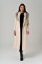 Detachable Fur Belted Long Coat Ecru 3804 - 4