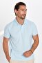 Men's Slim Fit Slim Fit 100% Cotton Light Blue Polo Neck T-Shirt