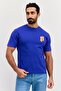 Men Crew Neck Short Sleeve Brand Logo T Shirt, Royal Blue