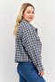 Women Checkered Long Sleeve Jacket Shirt, Navy - 3