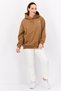 Women Brand Logo Long Sleeves Hooded Sweatshirt, Brown - 4
