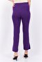 Women Ribbed Drawstring Straight Leg Pants, Purple - 4