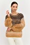 Women Crew Neck Long Sleeves Knitted Sweater, Multicolor