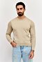 Men Crew Neck Brand Logo Long Sleeve Sweatshirt, Beige