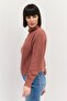 Women High Neck Knitted Sweater, Rust Pink - 2