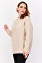 Women Crew Neck Long Sleeve Textured Sweater, Beige - 2