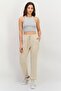 Women Regular Fit Ribbed Jogger Pants, Beige - 2