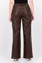 Women Regular Fit Plain Wide Leg Pants, Chocolate Brown - 3