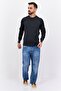 Men Crew Neck Long Sleeves Textured Sweatshirt, Dark Grey - 4