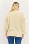 Women Funnel Neck Textured Long Sleeves Sweatshirt, Beige - 3
