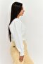 Women Crew Neck Graphic Print Long Sleeves Cropped Sweatshirt, White - 2